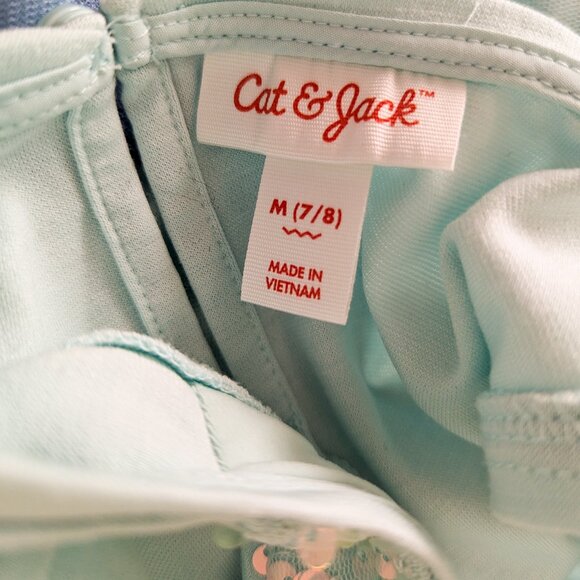 Girls' Sequin Tulle Sleeveless Dress - Cat & Jack™ Mint MED PLAY - Picture 4 of 9